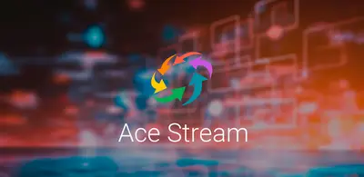 The Ace Stream splash screen with the colored circular arrows logo over the app's dark circuit artwork